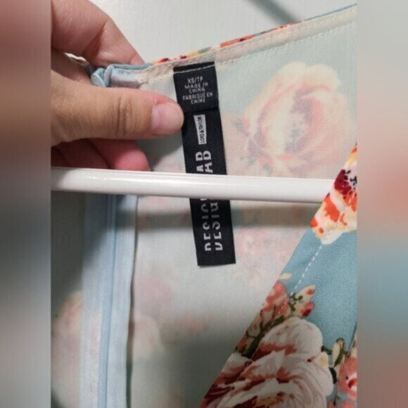 Lord & Taylor Blue Floral Wrap Side Tie Flutter Ruffle Cap Sleeve Mini Dress XS - Picture 13 of 16